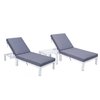 Leisuremod Chelsea Modern Outdoor Weathered Grey Chaise Lounge Chair With Side Table & Blue Cushions CLTWGR-77BU2